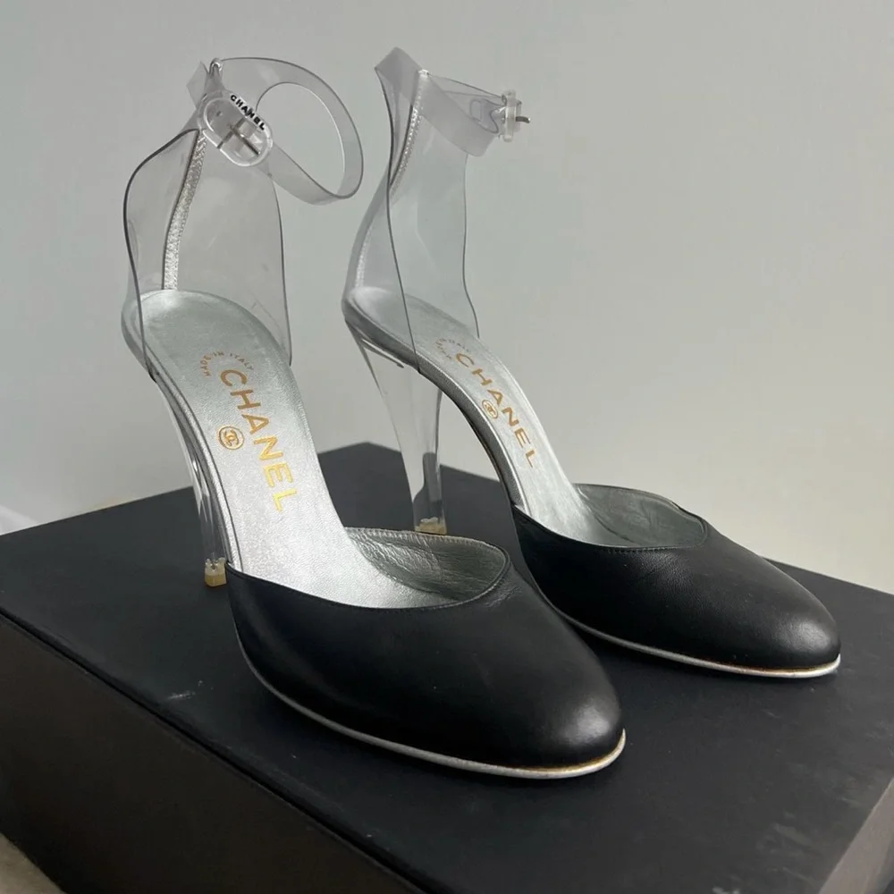 Chanel Lucite Heels 7.5 RARE - Picture 1 of 6